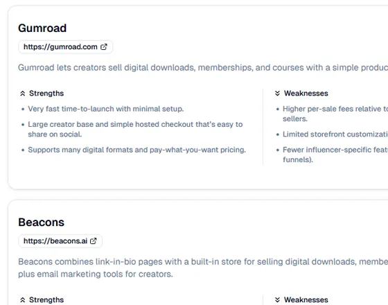 Competitor landscape view